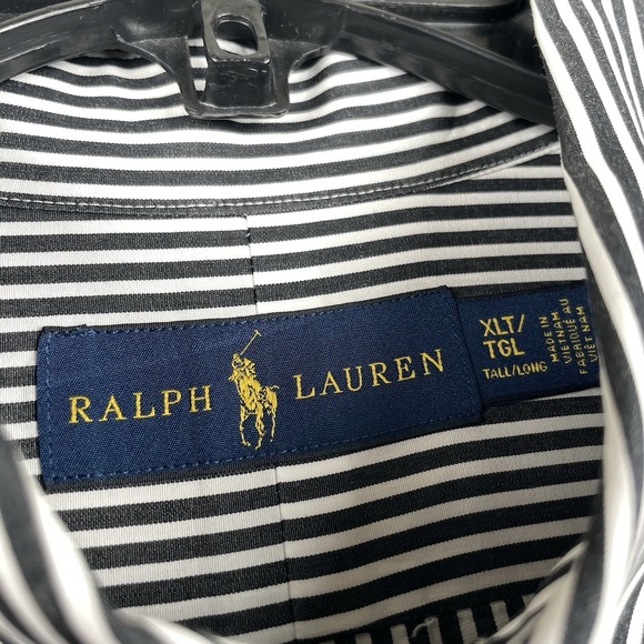 Ralph Lauren Shirt Mens XLT Tall White Black Pony Long Sleeve Button Down Preppy - Picture 9 of 10